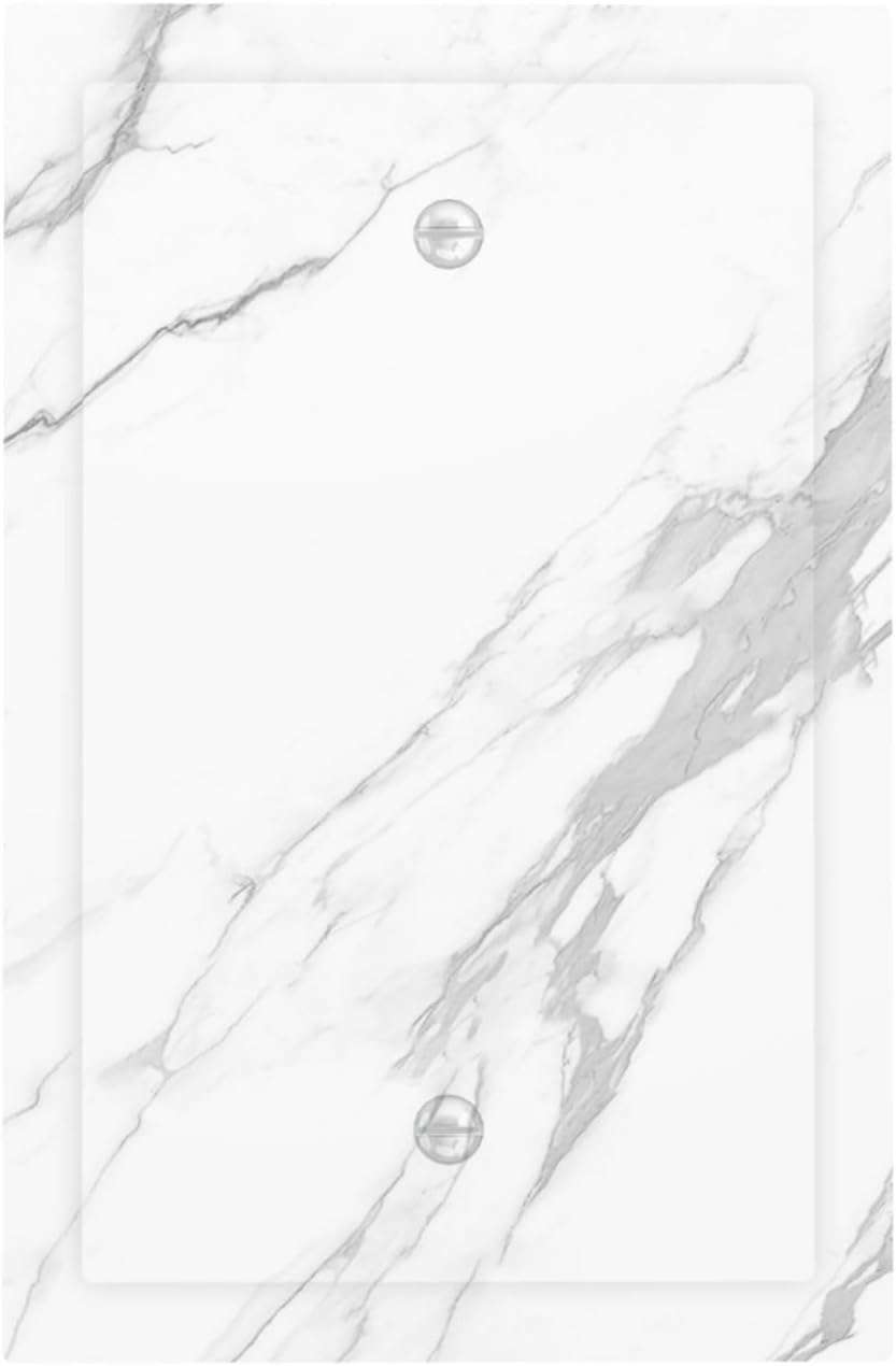Light Switch Cover Plate Modern White Gray Marble 1 Gang No Device Blank Electrical Wall Plates Faceplate Decorative Switch Plate for living Room Bathroom Decor