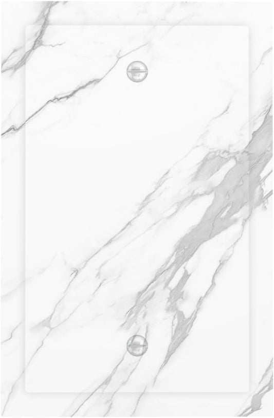 Light Switch Cover Plate Modern White Gray Marble 1 Gang No Device Blank Electrical Wall Plates Faceplate Decorative Switch Plate for living Room Bathroom Decor