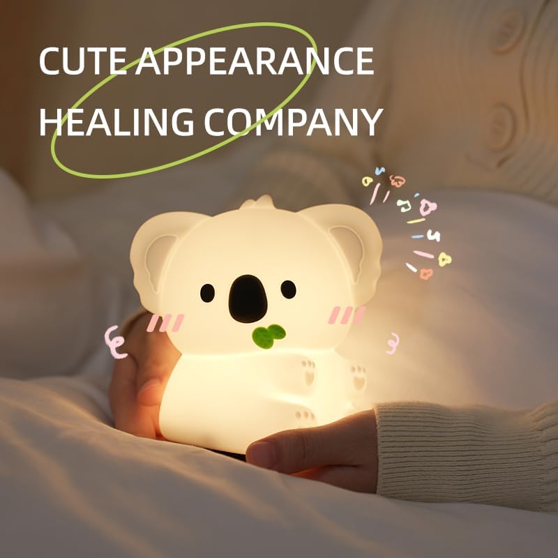 Night Light for Kids, 7 Color Changing BPA-Free Silicone Lamp with Touch Control, Eye Protection, Rechargeable Battery, Soft & Safe Nursery Lamp for Boys & Girls (Koala)