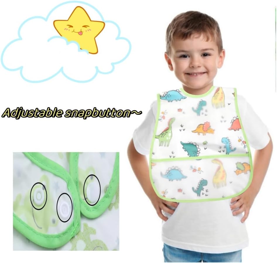 Baby bibs Waterproof Toddler bib - Feeding bib with Pocket for Infant Boy Girl Washable 6-36M