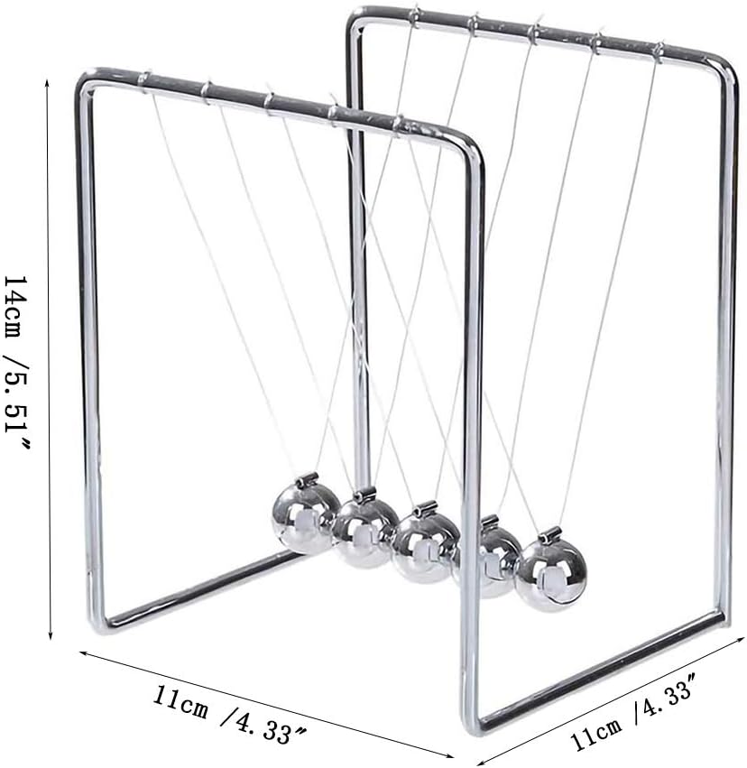Newton’s Cradle Unique Stainless Steel Newtons Cradle Balance Balls All-Metal Physics Science Newton Pendulum for Home Office Decor Ornament Educational Desk Toy