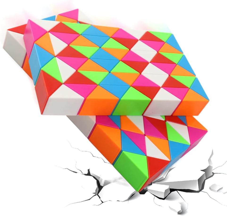 Fidget Magic Snake Cube Puzzles Twist Ruler Speed Cubes Brain Teaser Game Toys for Kids (60 BLOCK 1PACK)