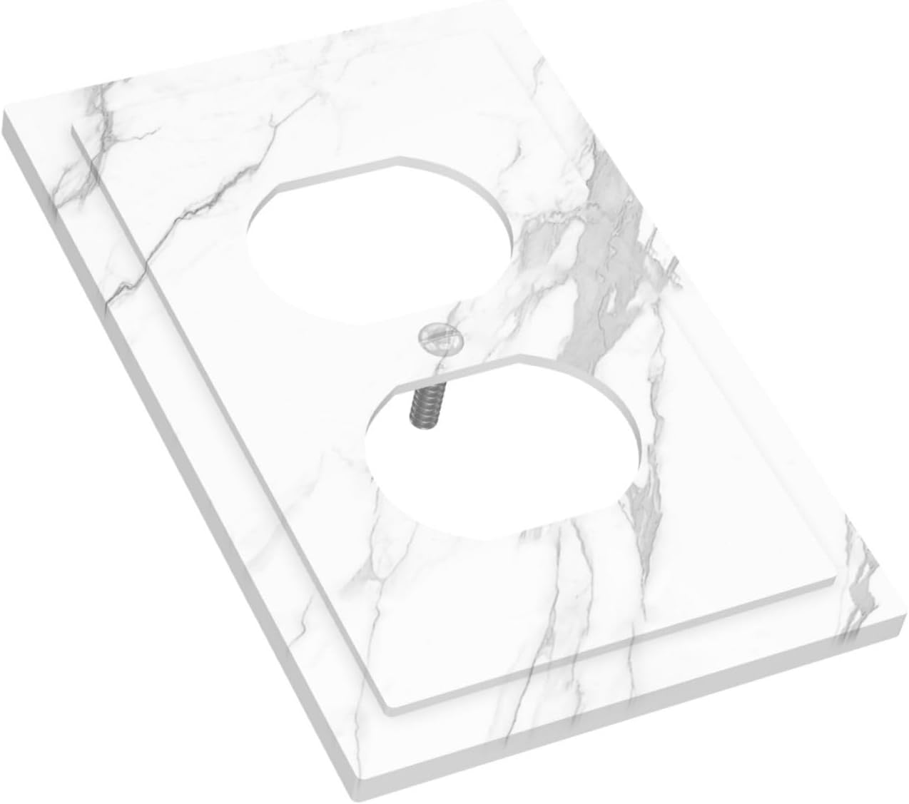 Outlet Covers Modern White Gray Marble 1 Gang Duplex Wall Plate Decorative Switch Plates Electrical Receptacle Faceplate Light Switch Cover for living Room Bathroom Decor