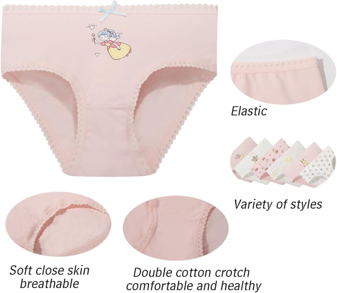 Girls' Cotton Brief Breathable Toddler Panties Kids Assorted Underwears 6-8 pieces