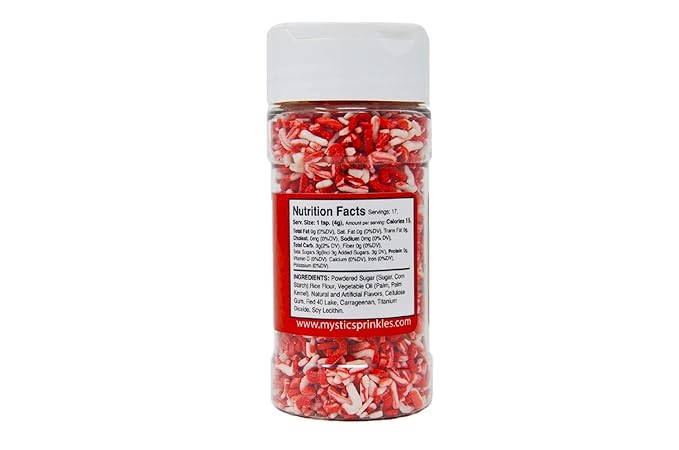 Mystic Sprinkles Christmas Holiday Sprinkle Mixes (Peppermint Flavored Candy Cane Sprinkles 3oz)