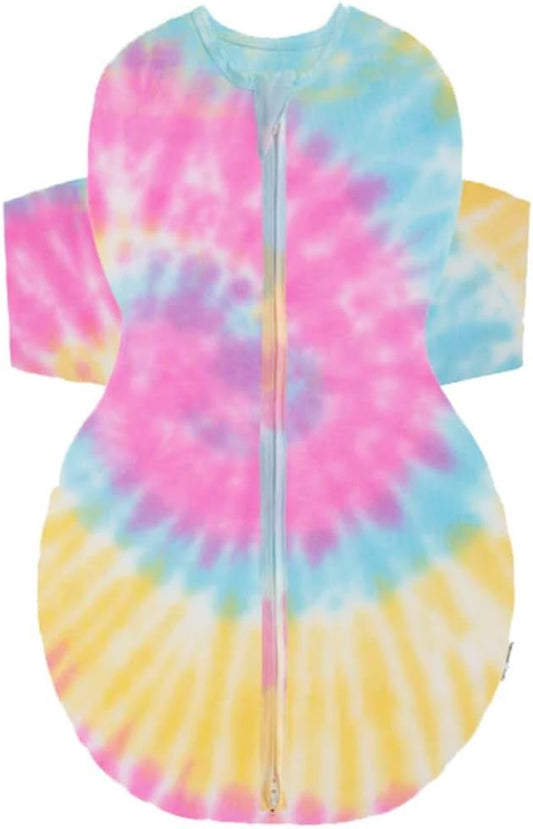 Happiest Baby SNOO Sleep Sack - 100% Organic Cotton Baby Swaddle Blanket - Doctor Designed Promotes Healthy Hip Development (Tie Dye Rainbow, Small)