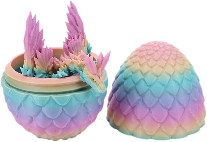 Cessfle 3D Printed Dragon in Egg, Fly Dragon Egggs with Dragon Inside Full Articulated Dragon Egggs for House of Dragon Crystal Fidget Dragon Egg Toys, Home Office Decor Executive Desk Toy