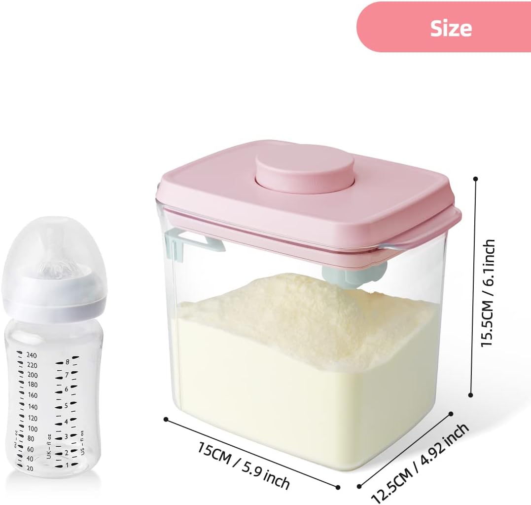 Ankou Formula Container - 1700ml Airtight Formula Dispenser One Button Handy Milk Powder Container BPA-Free Storage Containers with Scoop and Scraper Transparent 730g