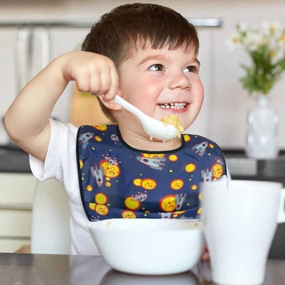 Baby bibs Waterproof Toddler bib - Feeding bib with Pocket for Infant Boy Girl Washable 6-36M