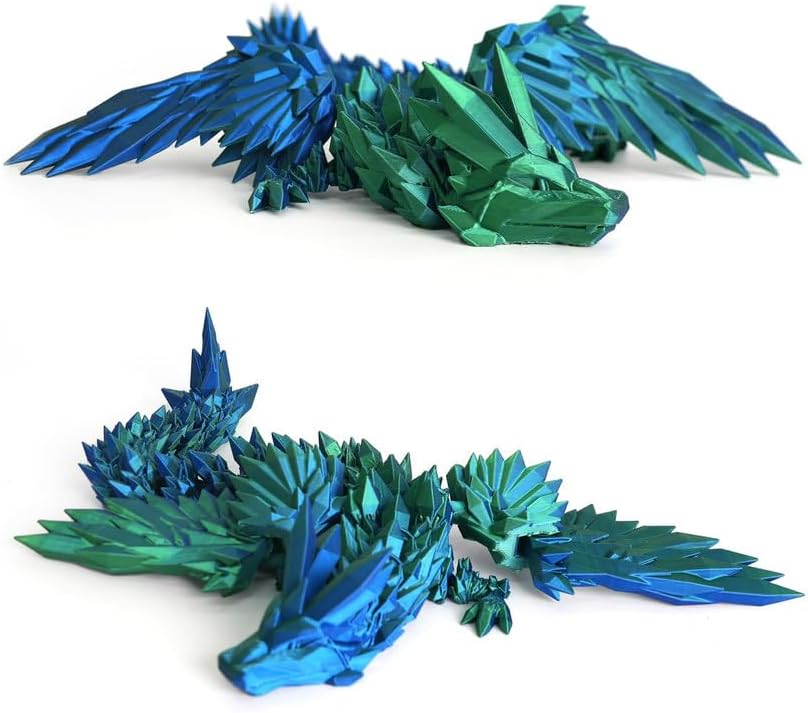 3D Printed Dragon Egg, 12inch Dragon Fidget Toys with Wings Easter Basket Stuffers Executive Desk Toys Crystal Dragon for Autism/ADHD Home Office Decor