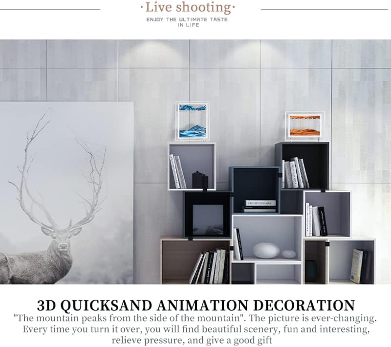 Moving Sand Art Picture 3D Deep Sea Sandscapes Sand Art Liquid Motion Bubbler Timer for Adult Kid Desktop Art Toys for Home Decor and Office(Square+Purble+10In)