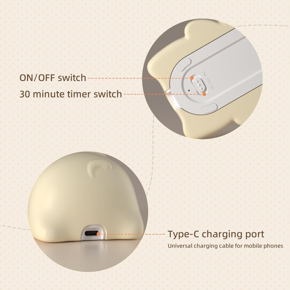 Cute Puppy Night Light for Baby Kids - Rechargeable Touch Control Night Light with 3 Brightness, Warm Light, Timer & Soft Silicone - Nursery Bedroom