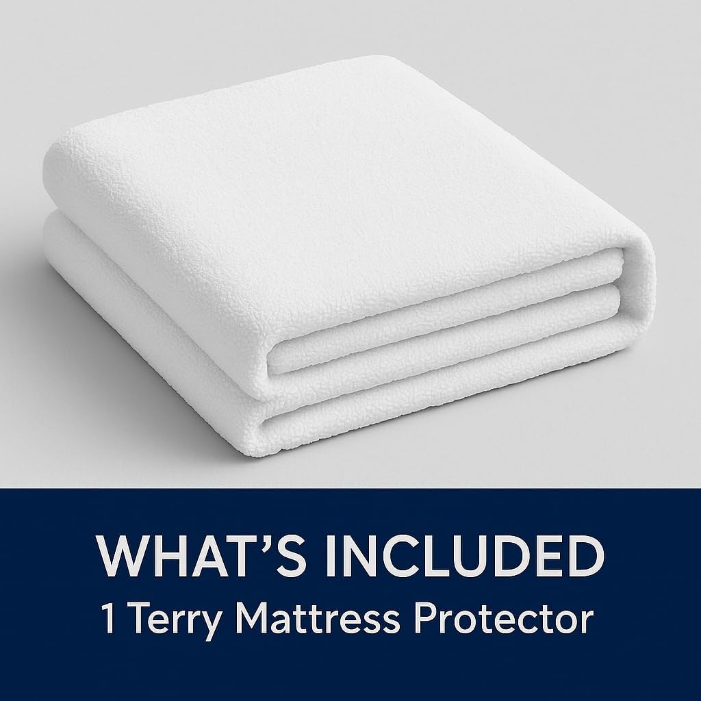 Waterproof Mattress Protector – Twin XL – Soft & Noiseless Terry Cotton Cover – Cooling, Breathable – Deep Pocket with 360° Elastic – Machine Washable – Kids, Pets & Light Sleepers