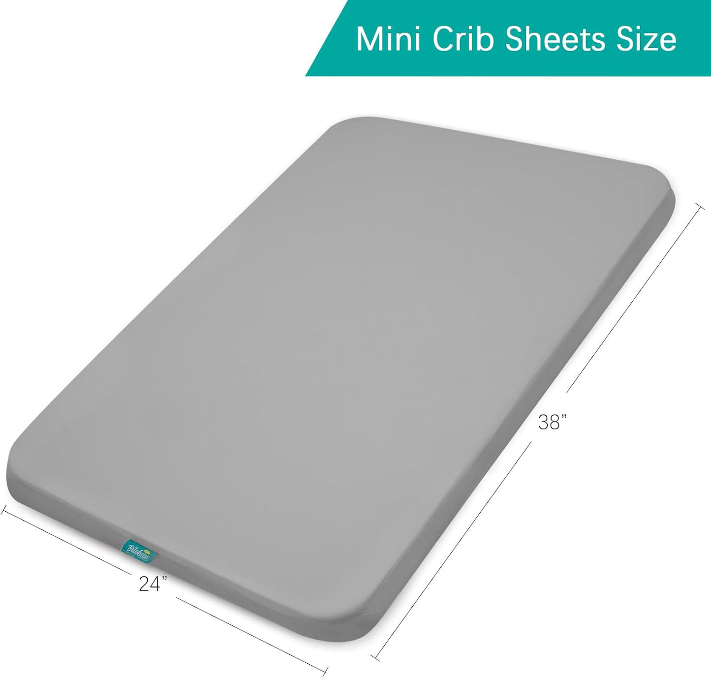Biloban Mini Crib Sheets Fitted Waterproof 38'' x 24'', 2 Pack Mattress Protector Cover Fits for Dream on Me/Newton Mini Crib Mattress, Portable Sheet for Boys & Girl