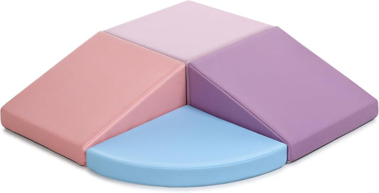 Climbing Foam Blocks for Toddlers: PU Leather Foam Blocks for Kids Active Play - Toddler Climbing Toys Indoor - Durable Playground Gym Preschool Toddler Toys for Boys and Girls (Purple/Pink)