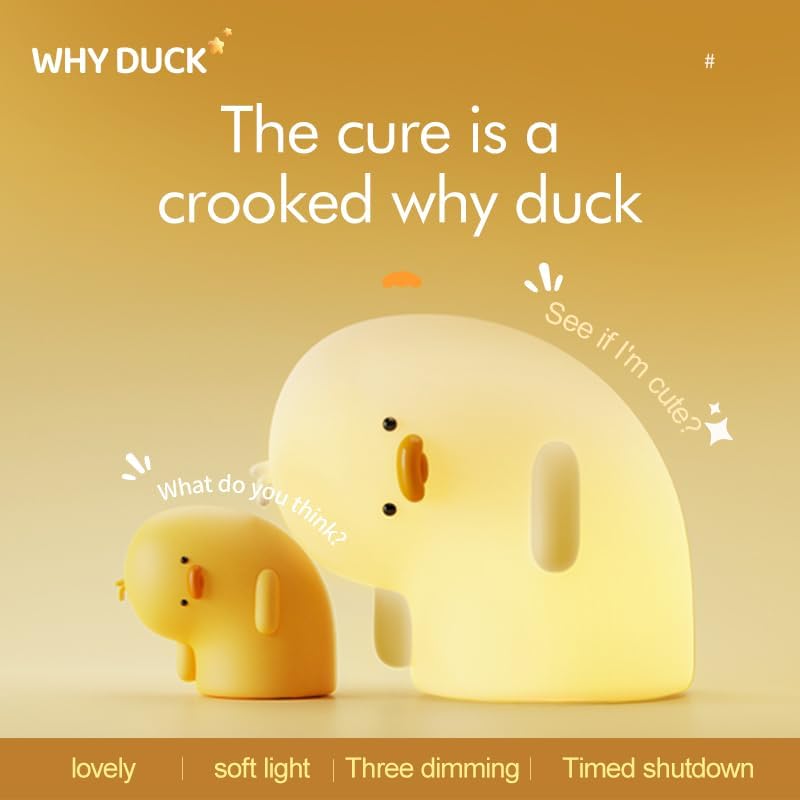 Cute Duck Lamp, Fun LED Squishy Animal Night Light - Chicken/Pig/Rabbit/Panda Options, Toddler Baby Nursery Touch Kawaii Light for Kids, Room/House Decor