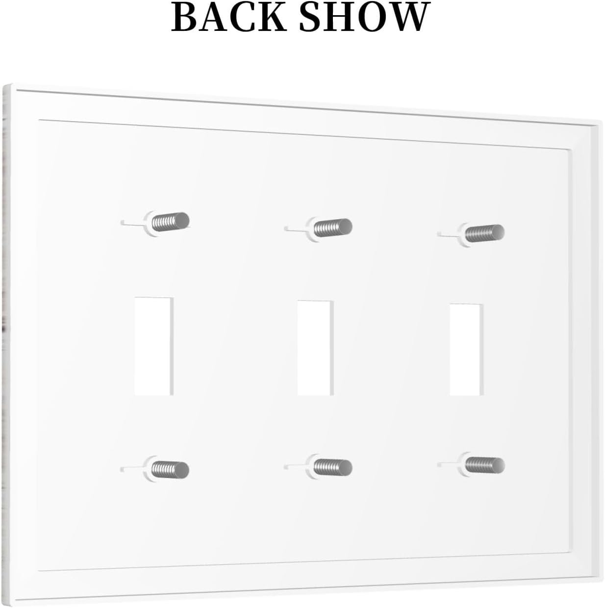 Decorative Switch Plates Rustic Vintage White Wood Grain 3 Gang Wall Plate Triple Toggle Light Switch Cover Faceplate Electrical Wall Panels for Farmhouse Home Decor