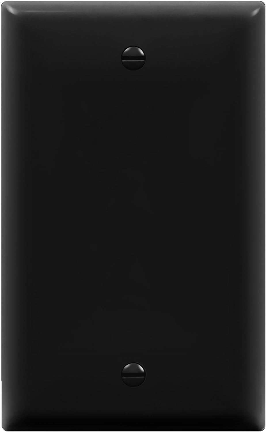 ENERLITES Blank Device Wall Plate, Gloss Finish, Standard Size 1-Gang 4.50" x 2.76", Polycarbonate Thermoplastic, 8801-BK, Black