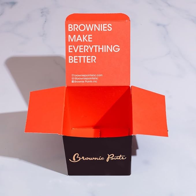 Brownie Points 24 Baby Brownies Gift Box. Individually Wrapped-Fudge Chocolate Brownies Gourmet gift for him, her, and friends. (Gift box and Bow with 24 Brownies - BP_BABY24)