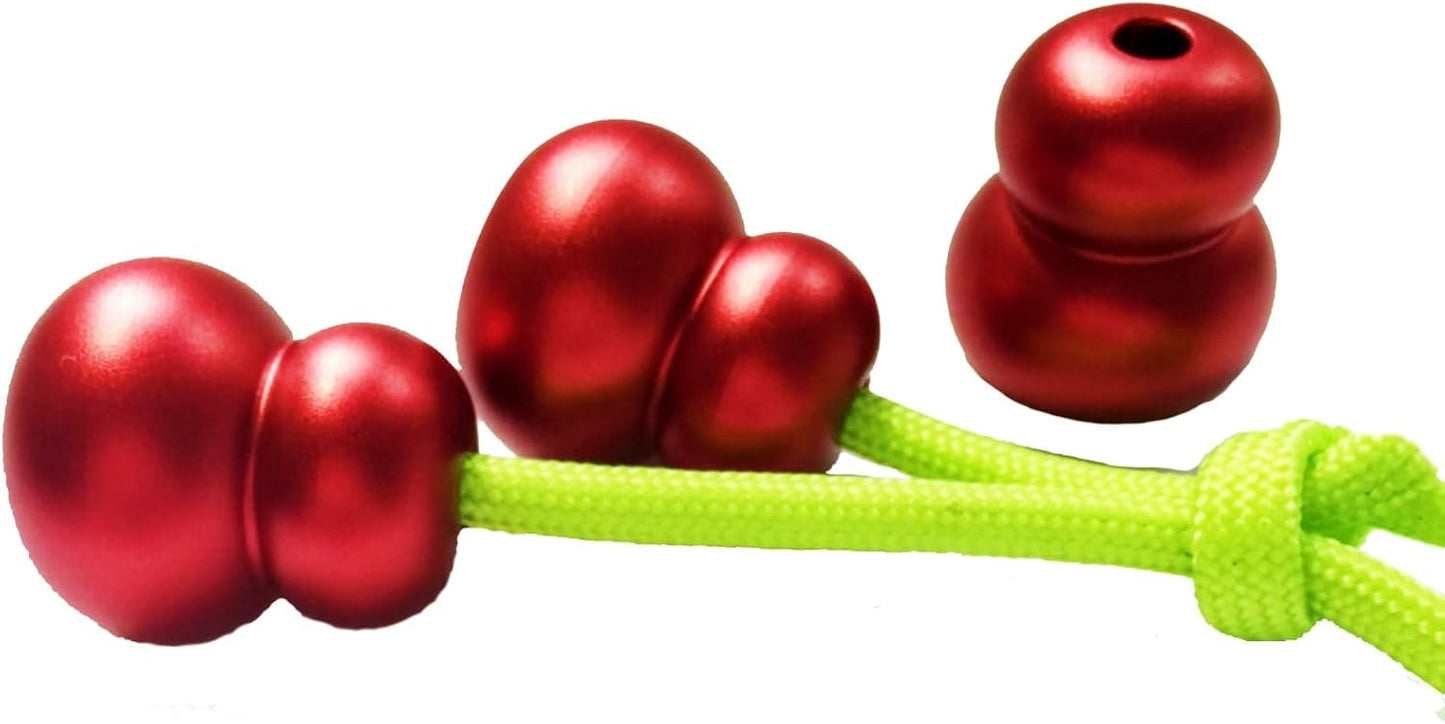 Begleri Fidget Beads, Aluminum Alloy- Practicing EDC Knuckle Finger Skill, Stress Relief Toy for Adult Relieve Anxiety Worry/with Replaceable Rope (Red)