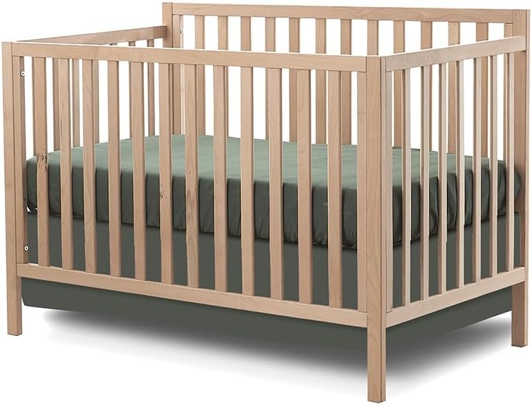 Sorelle Essex Euro 4-in-1 Convertible Crib & Changer – Nursery Furniture Set, Wooden Baby Crib with Non-Toxic Finish, Integrated, Toddler Bed, Daybed, and Full-Size Bed Conversion Kit – Natural