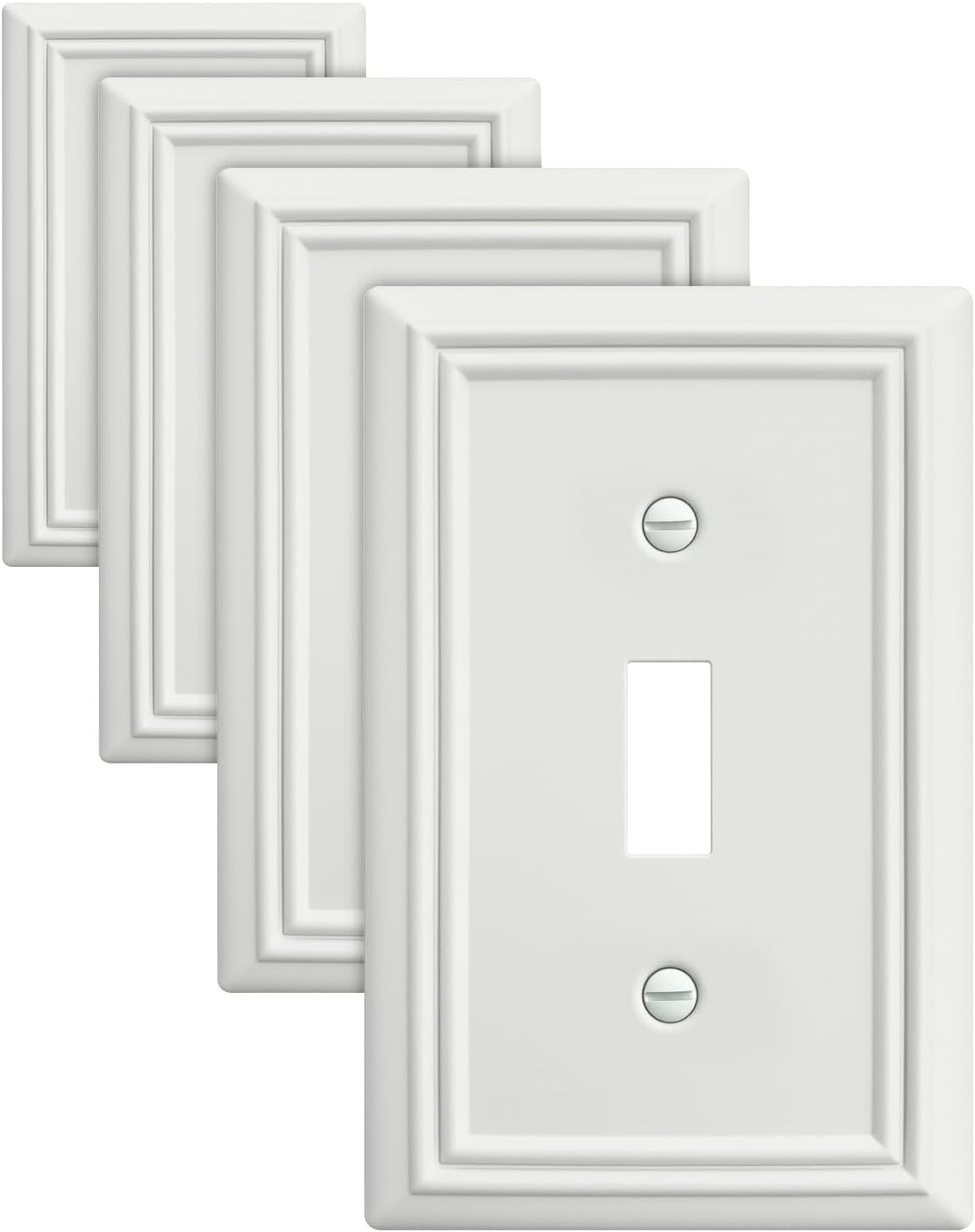 4-Pack Single Toggle Wall Plate, Metal Light Switch Cover, Decorative Off- White Switch Plate Cover, 3.15 * 4.88, Midsize