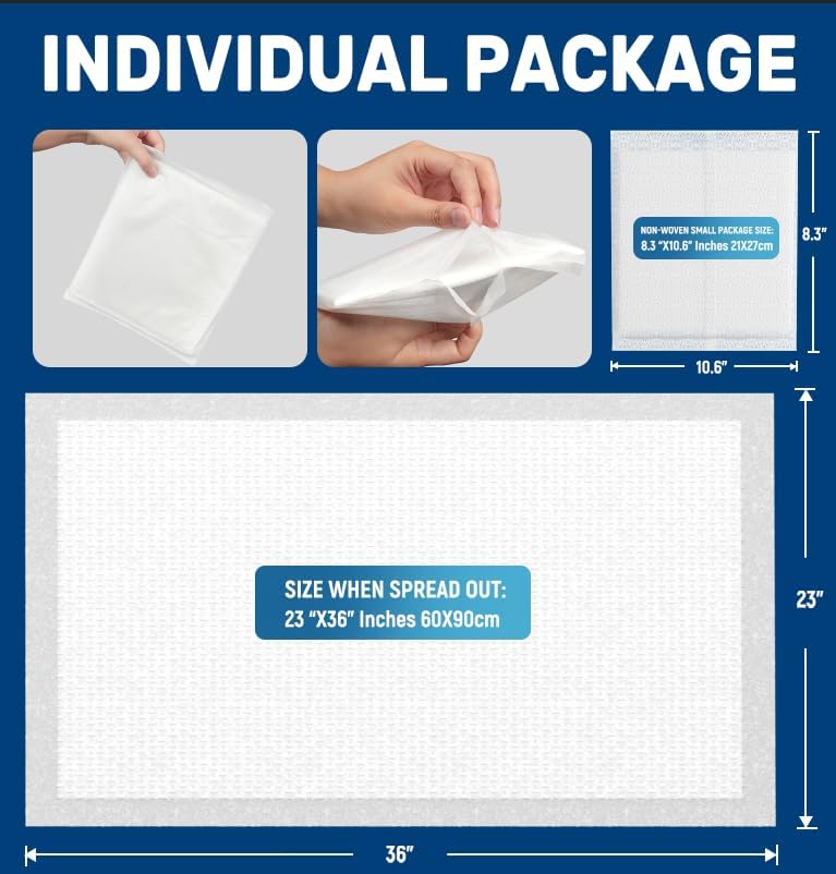 23"X36" Individually Wrapped Premium Disposable Pad Heavy Duty 70 Grams Underpads Disposable Incontinence Chucks Bed Pads for Adult, Kids or Pets (30 PCS)