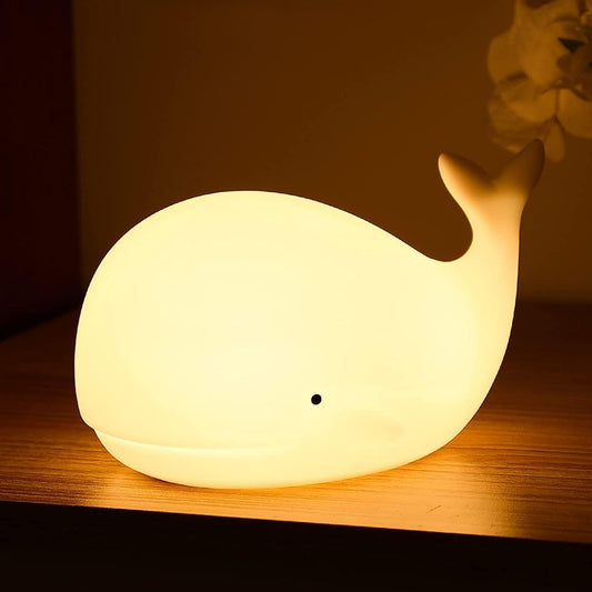 LOVERUIS Whale Night Light Silicone 7 Colors Dimmable 3 Hours Timer Whales Baby Light Decor Room Ocean Baby Nursery Decors Gift Kids