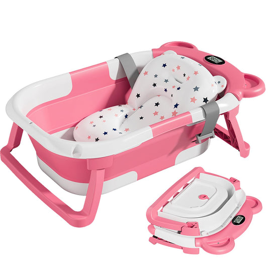 TPN Collapsible Baby Bathtub, Baby Bath Tub with Soft Cushion & Real-Time Thermometer, Baby Bathtub Infant to Toddler Tub (0-36 Months), Portable Newborn Travel Bath tub