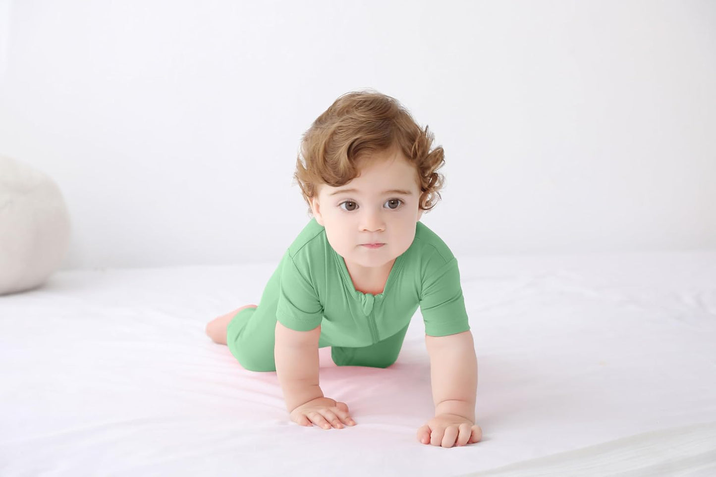 GUISBY Rayon Made from Bamboo Baby Pajamas, Summer Short Sleeve Footless Rompers, 2 Way Zipper Sleeper