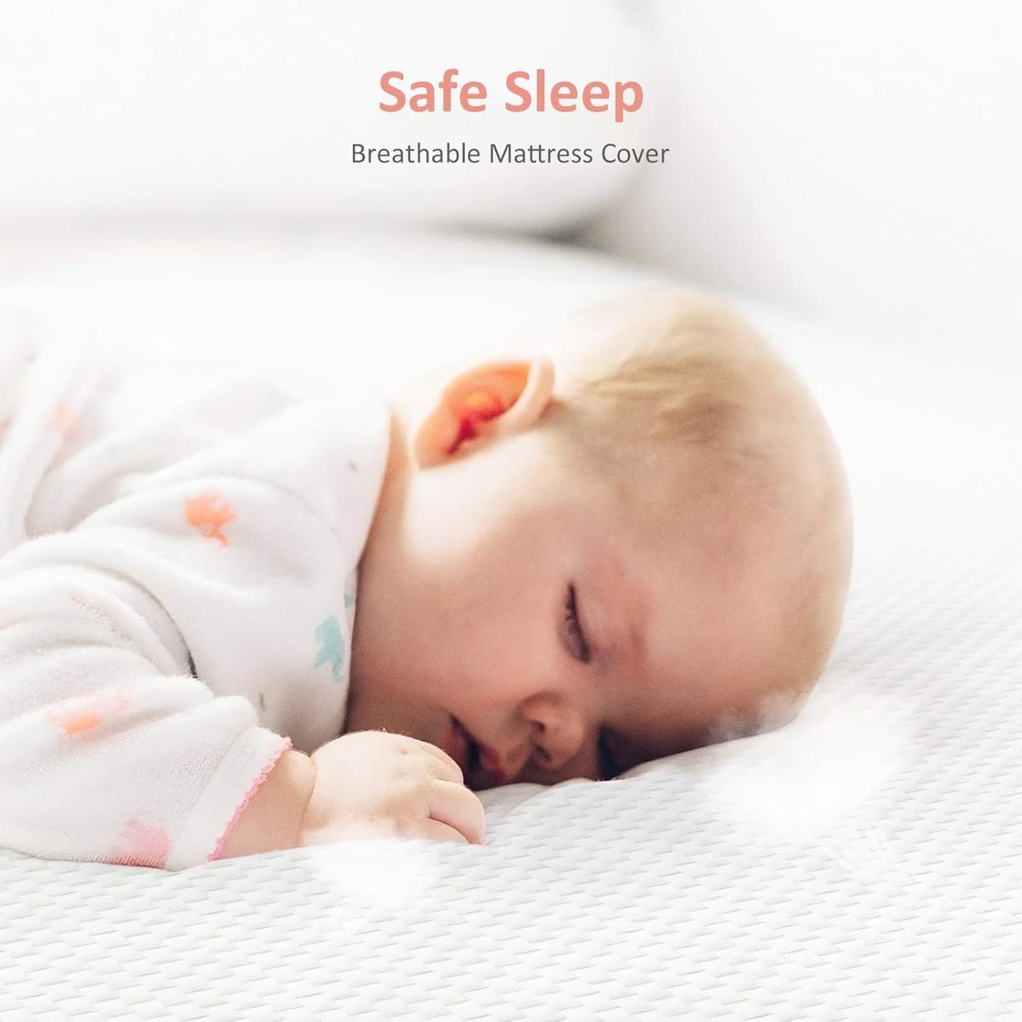 Crib Mattress, Dual Sided Comfort Memory Foam Toddler Bed Mattress, Triple-Layer Breathable Premium Baby Mattress for Infant and Toddler w/Removable Outer Cover - White&Pink