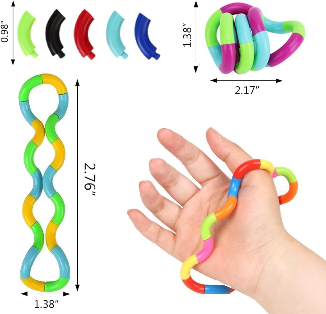24PCS Random Multicolored Quiet Fidgets Toys for Unique Fidget Experience, Anti Anxiety Sensory Toys Combine into New Shapes,Brain Imagination Tools,Party Supplies