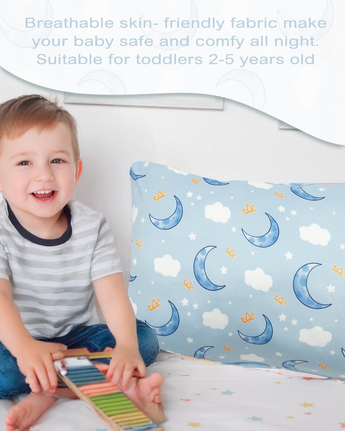 ALVABABY Toddler Pillowcases Stretchy Soft Kids Pillow Cover 2 Pack Fit 13"x 18" or 12"x16" Envelope for Girl Boy Sleepy Travel 2TPE24A