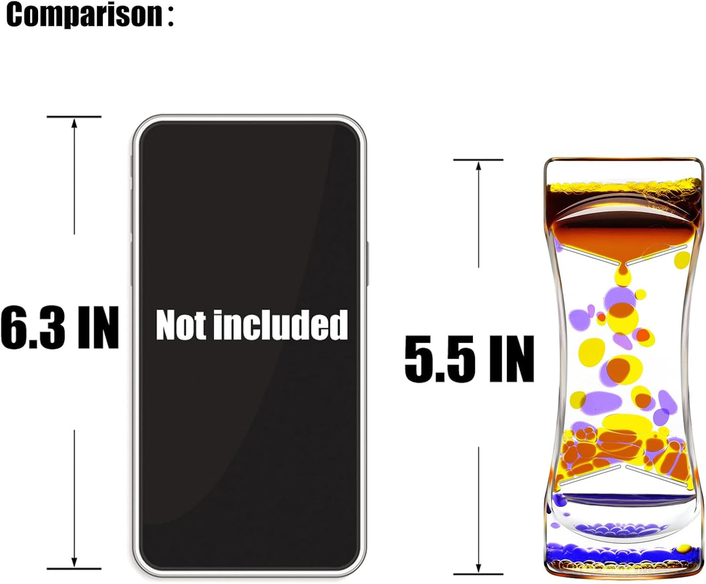 Purple Yellow Liquid Motion Bubbler Timer Set of 1 for Sensory Toys, Drop Oil Water Fidget Liquid Timer for Autism Toys, Relaxing Activity, Home Office Desk Toys, Holiday Stocking Filler