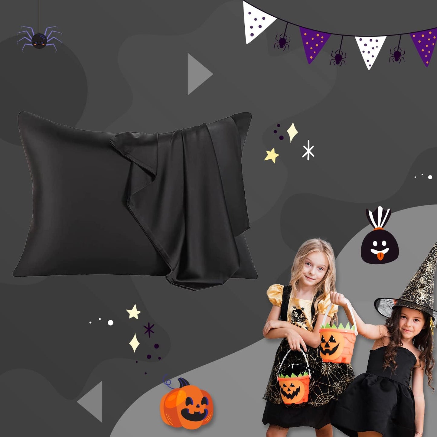 Mulberry Silk Pillowcase for Hair and Skin,Standard Size Cooling Silk Pillow Case with Hidden Zipper,Allergen Proof Dual Sides Soft Breathable Smooth Silk Pillow Cover for Women(Standard,Black)