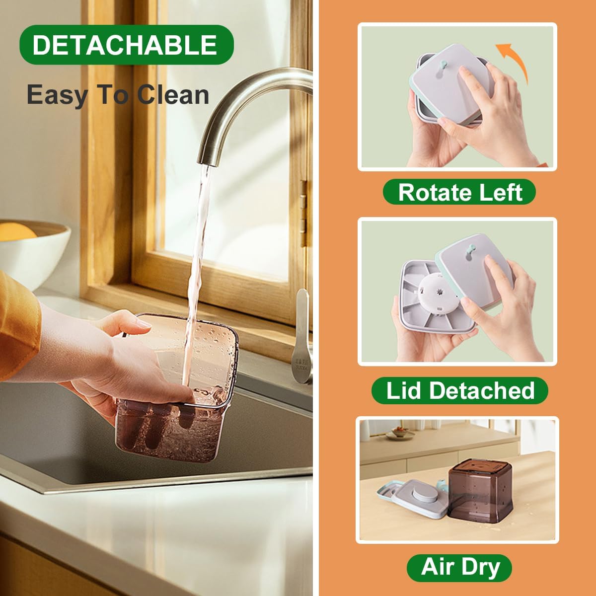 Ankou Airtight Formula Container-1000ml/400g Formula Dispenser with Lids, BPA-Free Food Storage Containers, One Button Handy Milk Powder Dispenser with Scoop and Scraper, Dark Brown