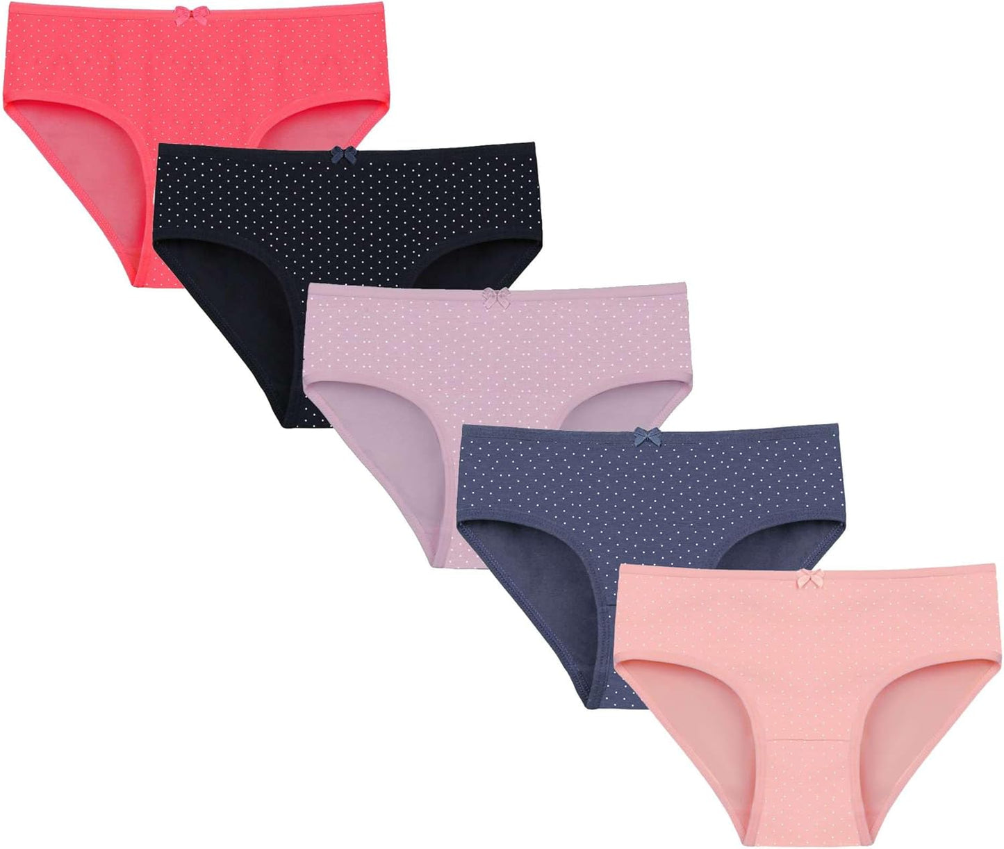 Donella Girls' Soft Cotton Underwear - Kids Bikini Brief Panties for Girls and Toddlers 5-Pack, Age: 2-15