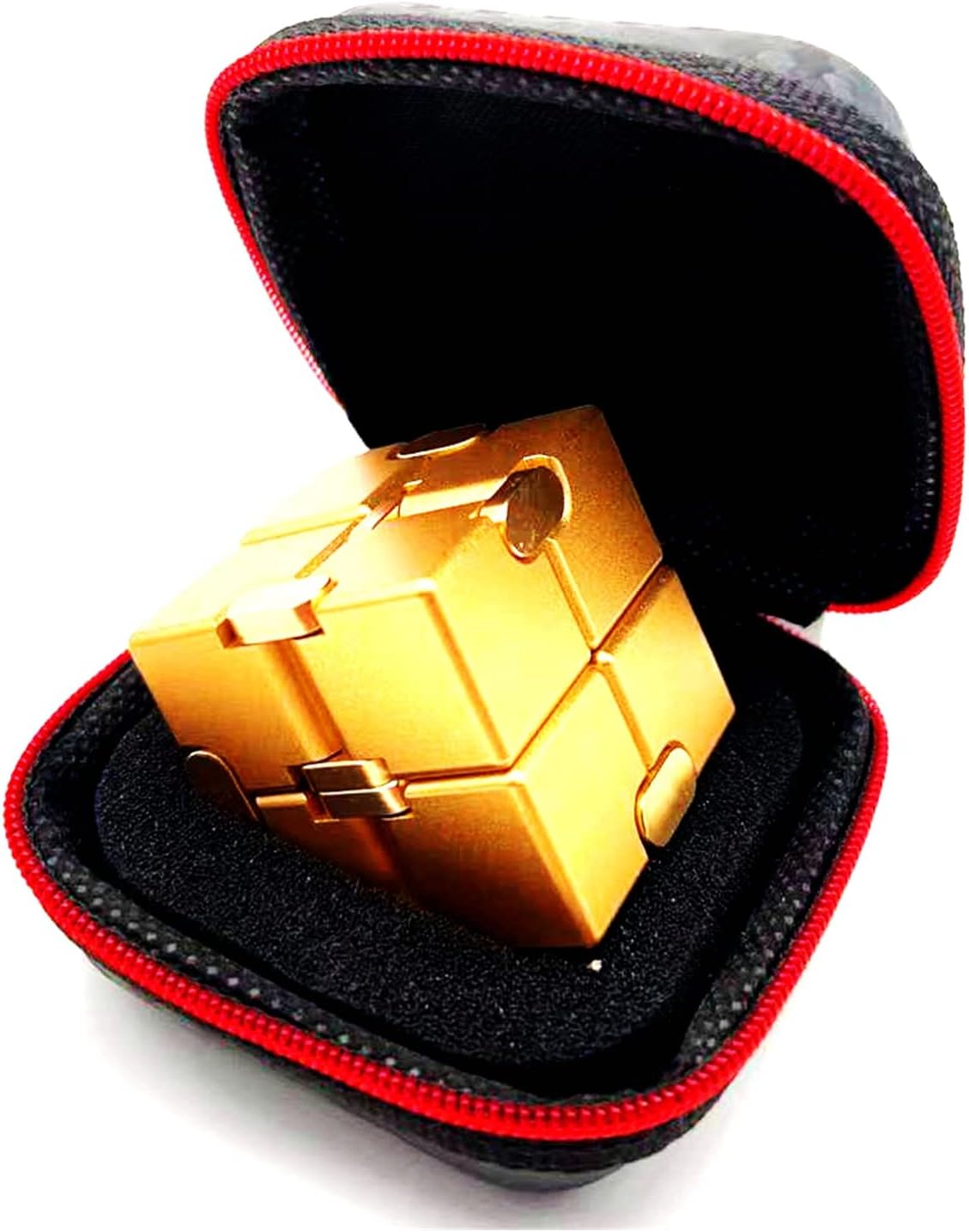 Infinity Cube Fidget Cube Anxiety Stress Relief Toy for Adults Gifts Men Office Gadgets Aluminum Alloy Material (Golden)