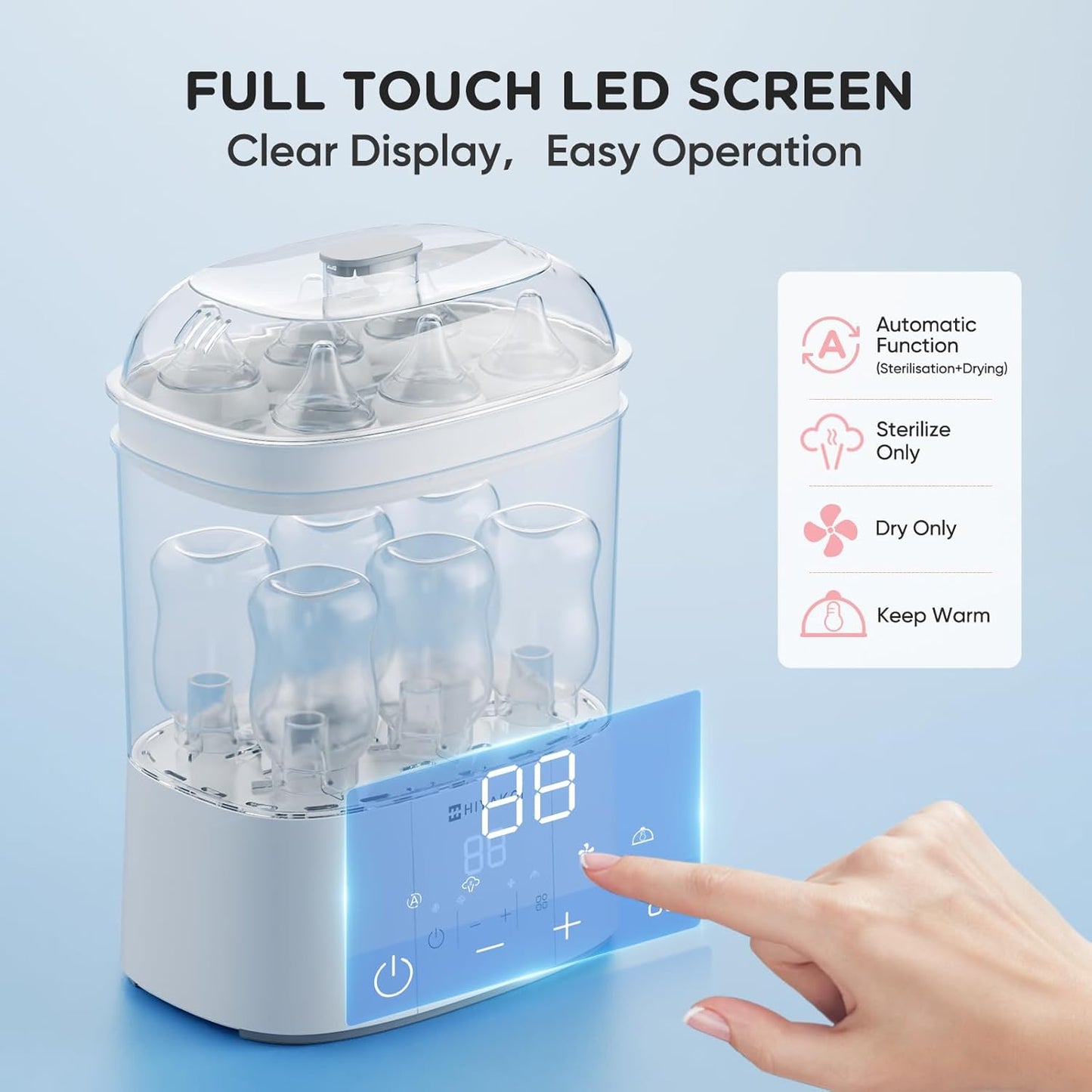 Bottle Sterilizer and Dryer, HIYAKOI Electric Steam Baby Bottle Sterilizer and Dryer, All-in-One Sterilizer 2 Layers Large for Baby Bottles, Parts & Other Newborn Essentials - HEPA Filtration