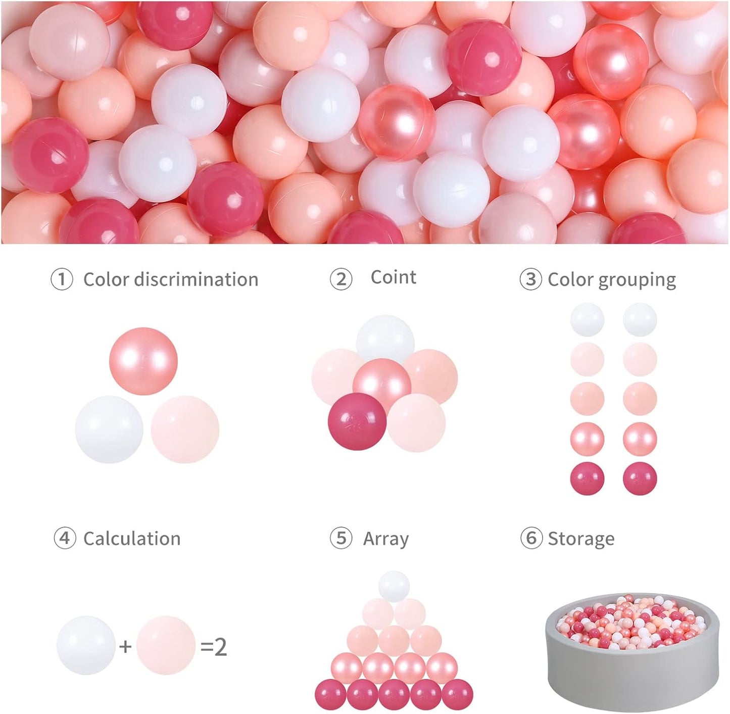 GOGOSO Ball Pits Balls for Toddlers Pack of 50 100 200 Plastics Shape Ball Non-Phthalate Non-BPA Non-Toxic 2.2-Inch Crush Proof Play Balls