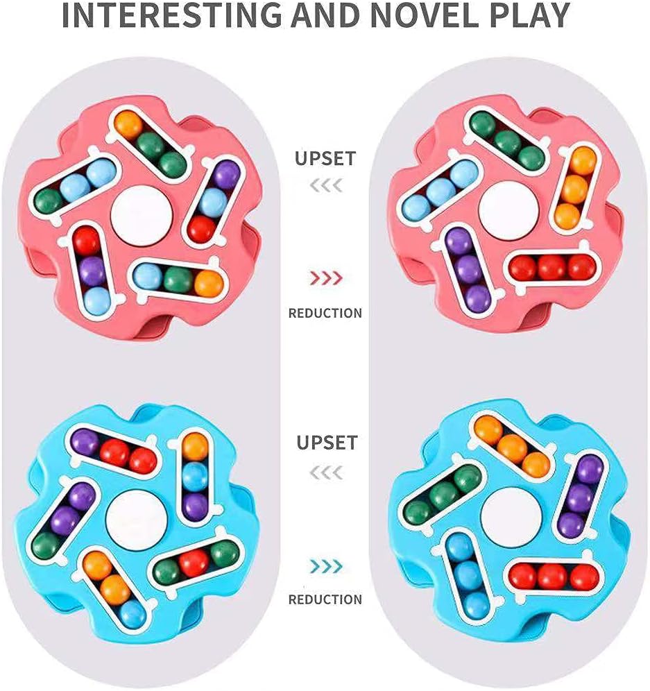 Fidget Toy Rotating Magic Bean Cube Spinner,Stress Relief Gifts Fidget Puzzles for Adults Kids,Anxiety Relief Learning & Education Toys,Double Flip Handheld Puzzle Cube Toys(Pink)