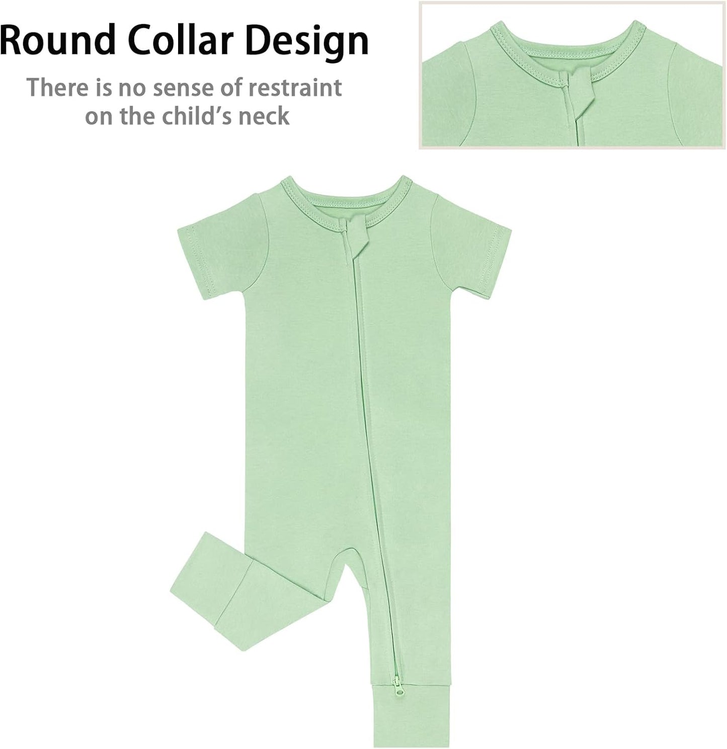 GUISBY Footless Short Sleeve Baby Pajamas with Zipper Cotton Infant Sleepwear