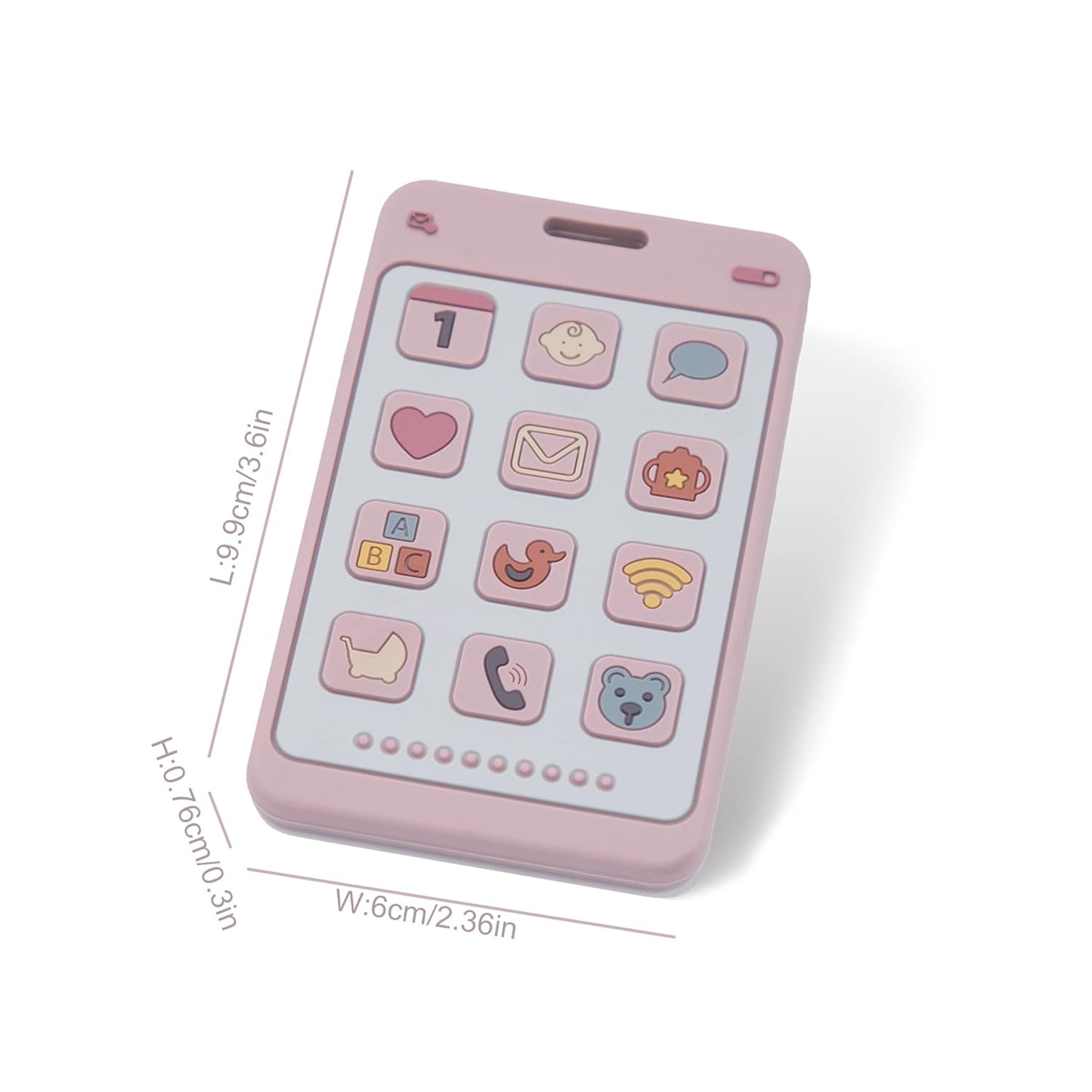 Soft Silicone Phone Shape Teether Boys Girls Baby Molar Teether Chew Toys, Teething Toy (Pink)