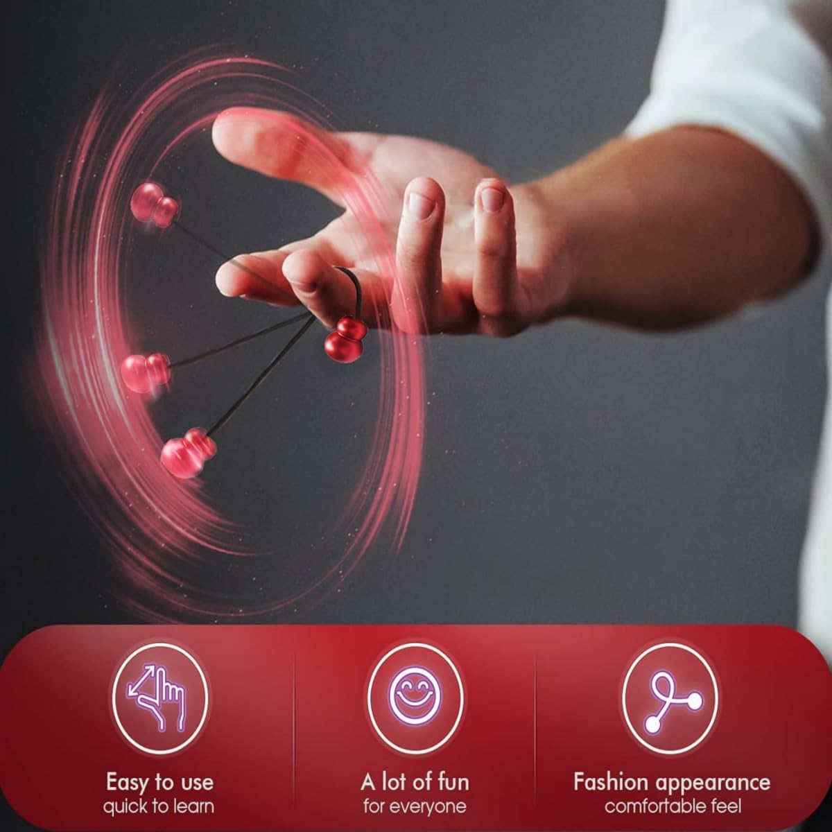 Begleri Fidget Beads, Aluminum Alloy- Practicing EDC Knuckle Finger Skill, Stress Relief Toy for Adult Relieve Anxiety Worry/with Replaceable Rope (Blue)