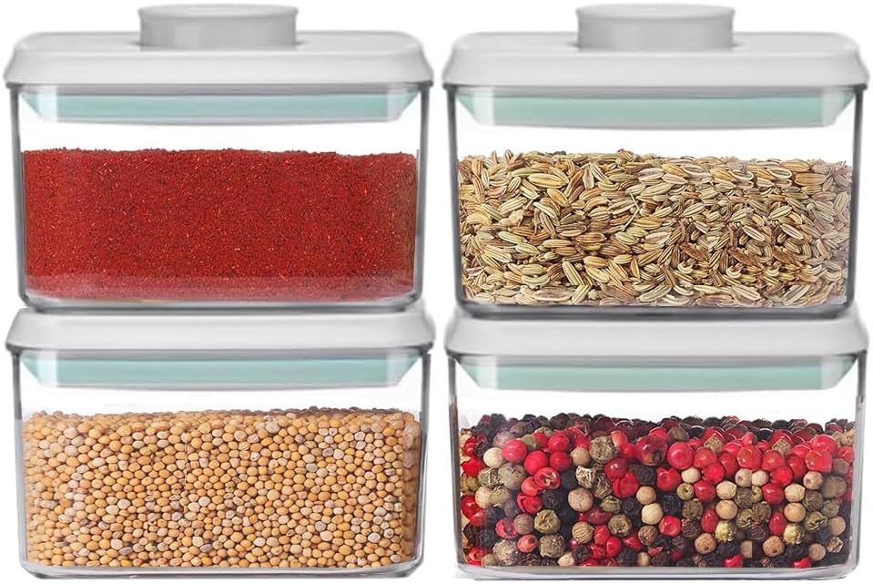 Pop Containers with Lids - Stackable Airtight Food Storage Kitchen Pantry Storage Containers for Snacks Candy Salt Herbs Spices BPA-Free (520ml*4)