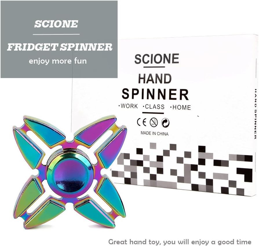 SCIONE Metal Fidget Spinner for Kid Adult,Sensory Hand Fidget Toy 7 Pack-Anxiety Toys Stress Relief Reducer-Party Favors,Return Gifts for kids Birthday,Goodie Bag Stuffers,Classroom Prizes
