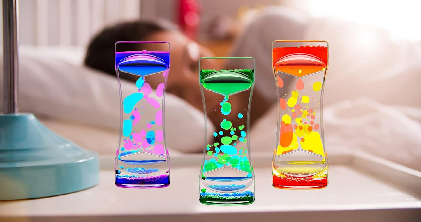 Liquid Motion Bubbler Timer Set of 3 for Sensory Toys, Drop Oil Water Timers for Fidget Toy, Autism Toys, Relaxing Activity, Home Office Desk Toys, Christmas Stocking Filler Gift