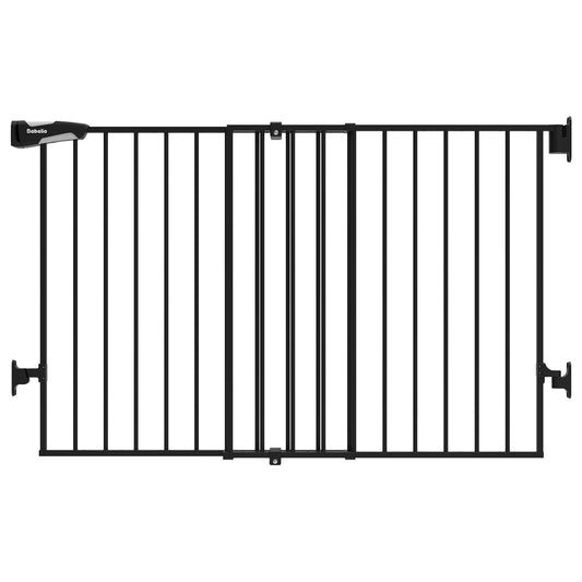 Babelio 31.5-55" No Bottom Bar Baby Gate Extra Wide, 2-in-1 Auto Close Dog Gate for The House, Stairs and Doorways, with Large Walk Thru Door, Black