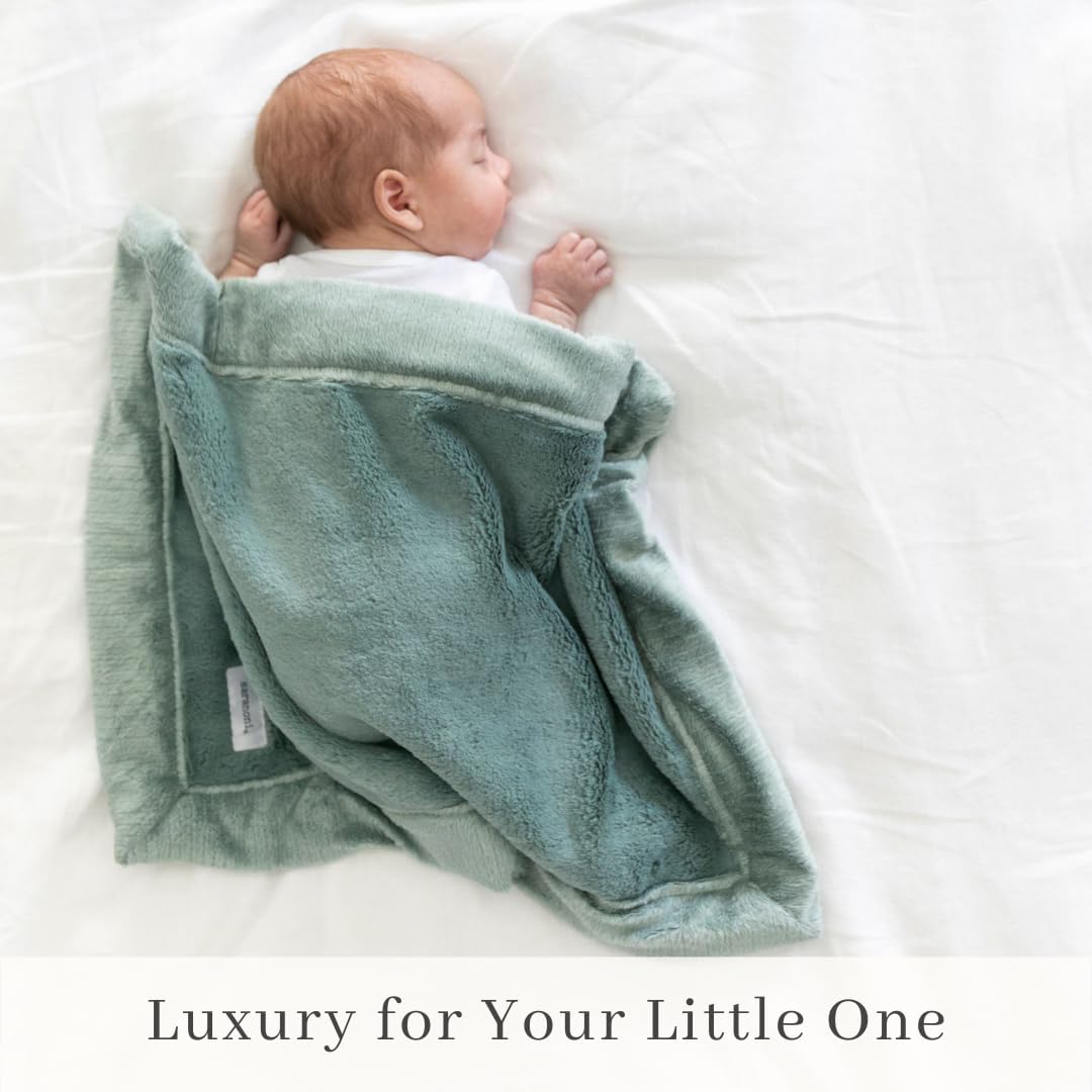 SARANONI Security Blankets for Babies Super Soft Boutique Quality Lush Luxury Baby Blanket (Mini 15" x 20", Eucalyptus)