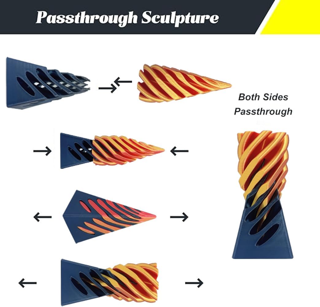 Impossible Pyramid Passthrough Sculpture, Pass Through Pyramid Fidget Toy, 3D Printed Spiral Cone Toy, Mini Vortex Thread Illusion, Pyramid Passthrough Sculpture (one)